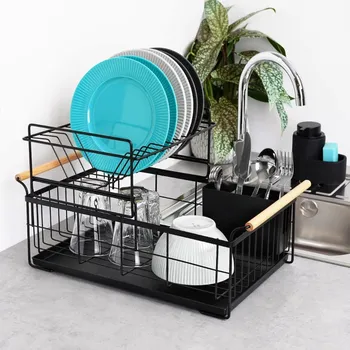 Odkapávač na nádobí Sušák na nádobí s kovovým držákem na příbor 48 x 29 cm