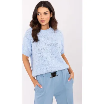Dámský svetr Oversize svetr s krátkým rukávem model 70123 světle modrý
