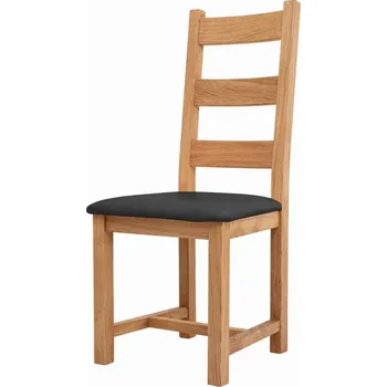 Jídelní židle Dubová olejovaná a voskovaná židle Ladder Back černá koženka