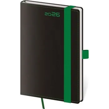 Diář Black Green týdenní černý kapesní diář s poutkem na propisku