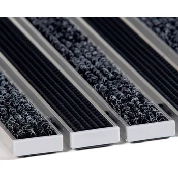 Rohožka Textilní gumová hliníková kartáčová vstupní rohož FLOMA Alu Low (Bfl-S1) - 100 x 150 x 1 cm