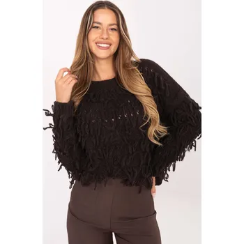 Dámský svetr Oversize svetr s třásněmi model 200886 hnědý