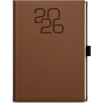 Diář Fabric denní hnědý diář A5 David