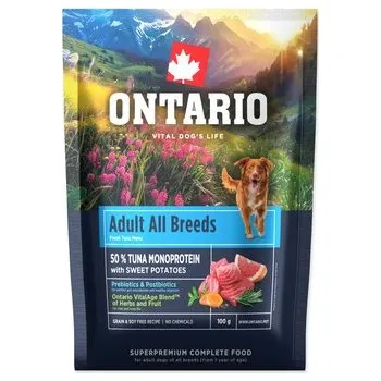 Krmivo pro psa Vzorek Ontario Adult All Breeds Monoprotein Tuna & Sweet Potatoes 0,1kg