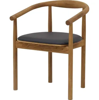 Dřevěná židle s područkami Calm černá koženka