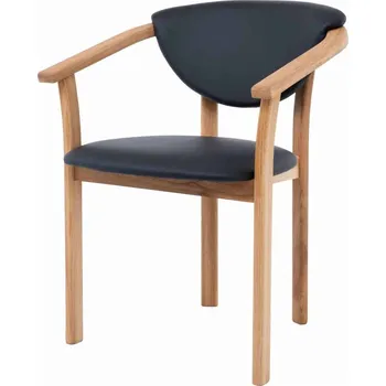 Dřevěná židle s područkami Alexis černá koženka