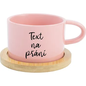 TEXT NA PŘÁNÍ - růžový keramický hrníček Makronka 200 ml