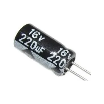 Kondenzátor 220uF/16V 105° 6x11x3,5mm ELEKTROLYTICKÝ RADIÁLNÍ KONDENZÁTOR