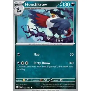 Sběratelská karetní hra Pokémon PAL 132/193 Honchkrow - Paldea Evolved Stav: Near Mint, Verze: REVERSE HOLO