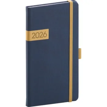 Diář Twill týdenní modro/zlatý kapesní diář