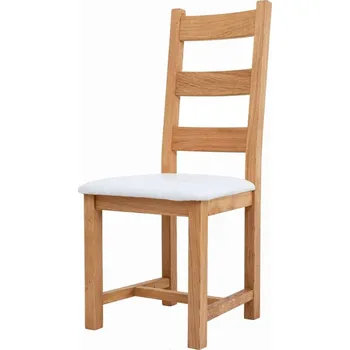 Jídelní židle Dubová olejovaná židle Ladder Back bílá koženka