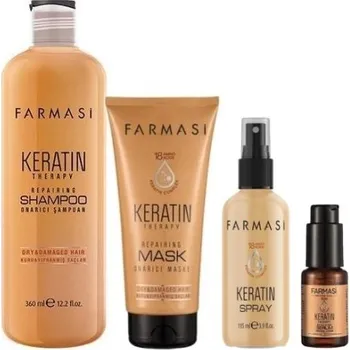 Šampon Farmasi 4v1 - Sada - Keratinový šampon 360ml + Maska na vlasy 200ml + sprej na vlasy 115ml + olej 30ml