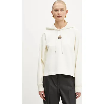 Dámská mikina Bavlněná mikina BOSS dámská, béžová barva, s kapucí, s aplikací, 50537934 01X, vel. L