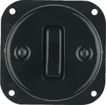 Porcelánový jednopáčkový vypínač bez rámečku - černý