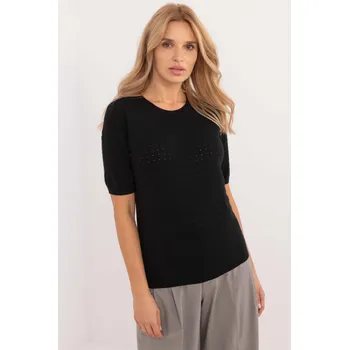Dámský svetr Tenký svetr s krátkým rukávem model 28688 černý