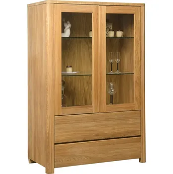 Policová skříň Masivní dubová vitrína Lausanne