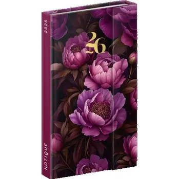 Diář Fialové Květy magnetický týdenní diář A5