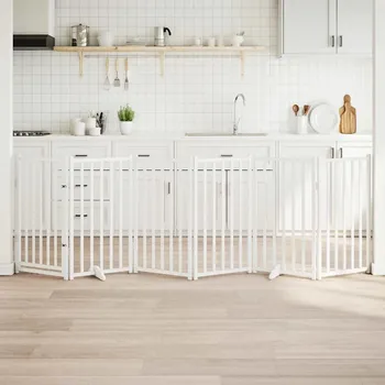 klec pro psa vidaXL Zábrana pro psy s dvířky skládací 6 panelů 300 cm [352287] Barva: Bílá