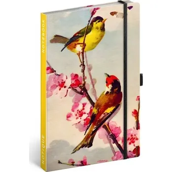 Blok Kateřina Winterová Ptáčci Sakura linkovaný notes A5