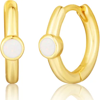 Náušnice Stříbrné zlacené náušnice kroužky s opálem