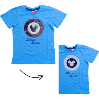 Cactus Clone Chlapecké tričko MICKEY měnící flitry krátký rukáv modré Barva: Modrá světlá, Velikost: 104/110
