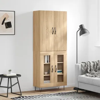 přebalovací pult a komoda Skříň highboard dub sonoma 69,5 x 34 x 180 cm kompozitní dřevo Hnědá3198068