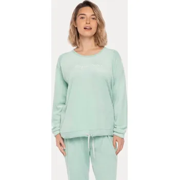 Dámské pyžamo GUASCH Dámské pyžamo RAMONA, Mentolová, V dárkovém boxu, Polyester 100%, Dlouhý rukáv - vel. S