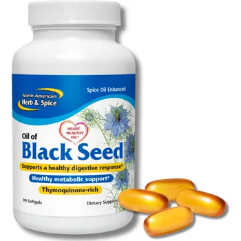 North American Herb & Spice | Olejové kapsle - Black seed - 90 ks výtažky z černuchy seté, fenyklu, kmínu pro podporu zažívání a imunity - 90 kapslí