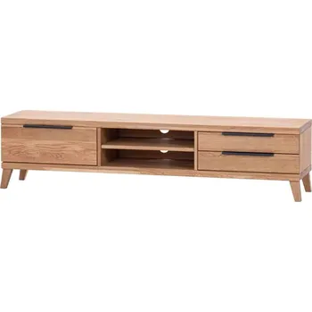 Televizní stolek Nízká dubová TV komoda Iron s možností kovových noh