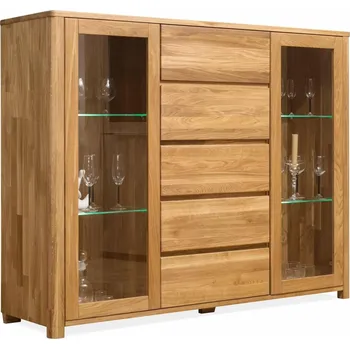 Policová skříň Masivní dubová vitrína Lausanne 4