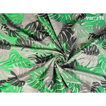 HEDVA ČESKÝ BROKÁT Luxusní brokát 160 50749 MONSTERA ecru | R16 zelená 1.5999999046325684 m