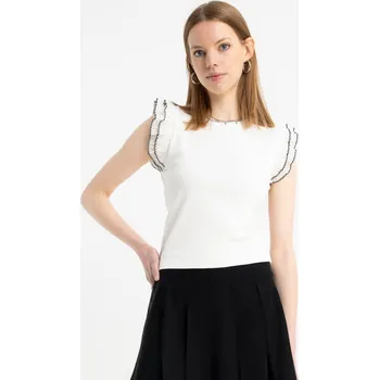 Reporter Young | Dívčí bílá halenka s volánkovými rukávy - Barva BÍLÁ, Velikost 146 253-0440G-22-200-1