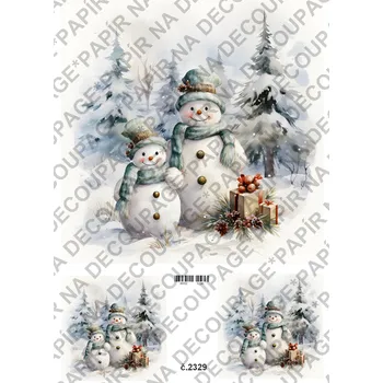 Výtvárné potřeby Rýžový a soft papír na decoupage - Sněhuláci - KB2329 Materiál: Rýžový papír, Rozměr: A4