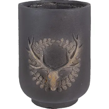 Květináč Granitový antik obal na květináč s jelenem Deer - Ø 23*31 cm
