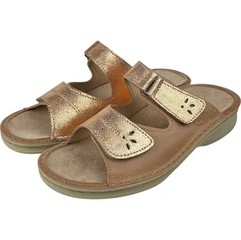 Dámské pantofle 1514 - 041/měď L11 - kožené dámské nazouváky s vyměnitelnou stélkou; obuv i pro široké nohy 38