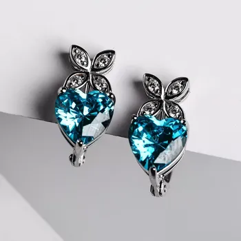 Náušnice Leandra Blue - stříbrné náušnice se zirkony