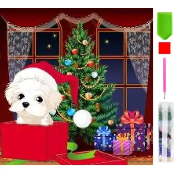 Real Home Diamantové Vyšívání - Vzor Vánoční Pejsek 5D 37