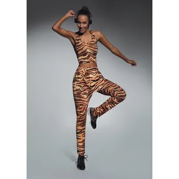 Dámské legíny Dámské tepláky Bas Bleu COOL rovné nohavice se zvířecím potiskem Bas Bleu hnědá | oranžová | krémová 1951720