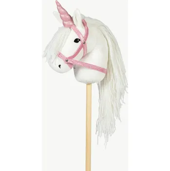 Dřevěná hračka Jednorožčí roh s uzdečkou na hobby horse koníka By Astrup - Pink Glitter