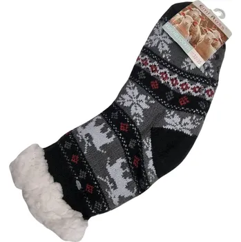 Dětské termoprádlo Dětské protiskluzové teplé ponožky s kožíškem Sobíci kluk 32-35 černá
