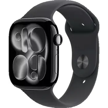Apple Watch Series 11 GPS+Cellular 46mm Klavírně černé hliníkové tělo - Černý sportovní řemínek M/L (MFC44MP/A)