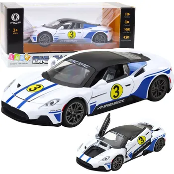 autíčko LEAN Toys Kovové sportovní auto Světla Zvuky Jízda Bílé 1:22