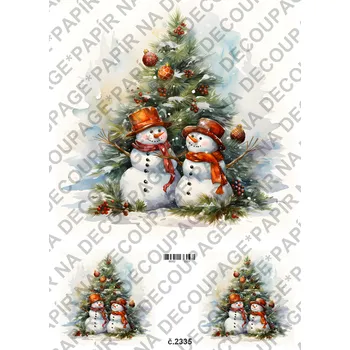 Umělecký papír Rýžový a soft papír na decoupage - Sněhuláci - KB2335 Materiál: Soft, Rozměr: A4