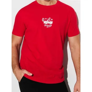Pánská móda Sinsay - Bavlněné oversize tričko s potiskem - červená - 905GP-33X - 905GP-33X-S