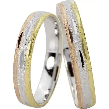 Prsten Rainbow - matované snubní prsteny z kombinovaného zlata
