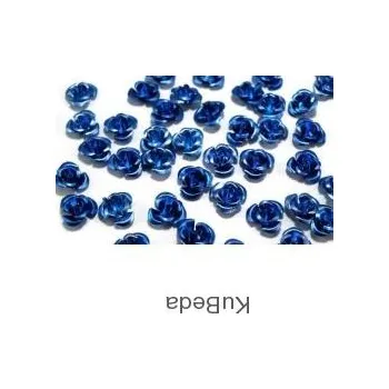 Korálek Kovové růžičky - modré - 25ks