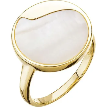 Šperk EVOLUTION GROUP CZ Pozlacený prsten s růžovou perletí - velikost 58 - 15030.3