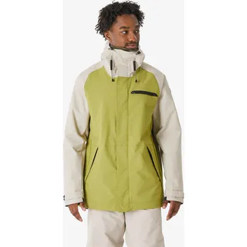 DREAMSCAPE Pánská lyžařská a snowboardová bunda dlouhá hřejivá 500 XL BÉŽOVÁ|ZELENÁ