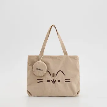 Reserved - Manšestrová taška Pusheen - béžová - 373HB-08X - 373HB-08X-ONE