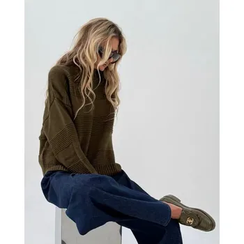 Dámský svetr BeChick Olivový svetr Rawe BeChick ❤